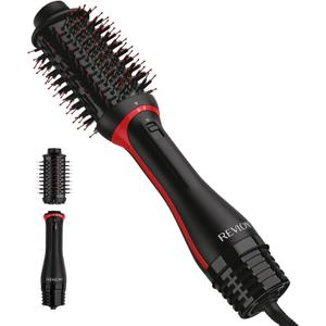 REVLON One-Step Volumizer Plus Hair Dryer and Styler, Enhanced Motor for Less Frizz, More Shine, and Reduced Heat Damage for Salon Style Round Brush for Blowout, Black (2.4" VOLUMIZER PLUS, Black Red)