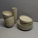 Wheat Straw Dishes Set for 8, Dinnerware Sets 32 piece, Unbreakable Plates, Bowls, Cups Sets for Kitchen Parties Camping RV - Beige