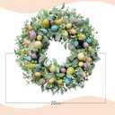 Easter Wreath, 20" Easter Colorful Eggs Door Wreath, Easter Wreaths with Green Leaves for Front Door Hanging Decorations for Home Party Farmhouse Spring Summer Indoor Outdoor Decor