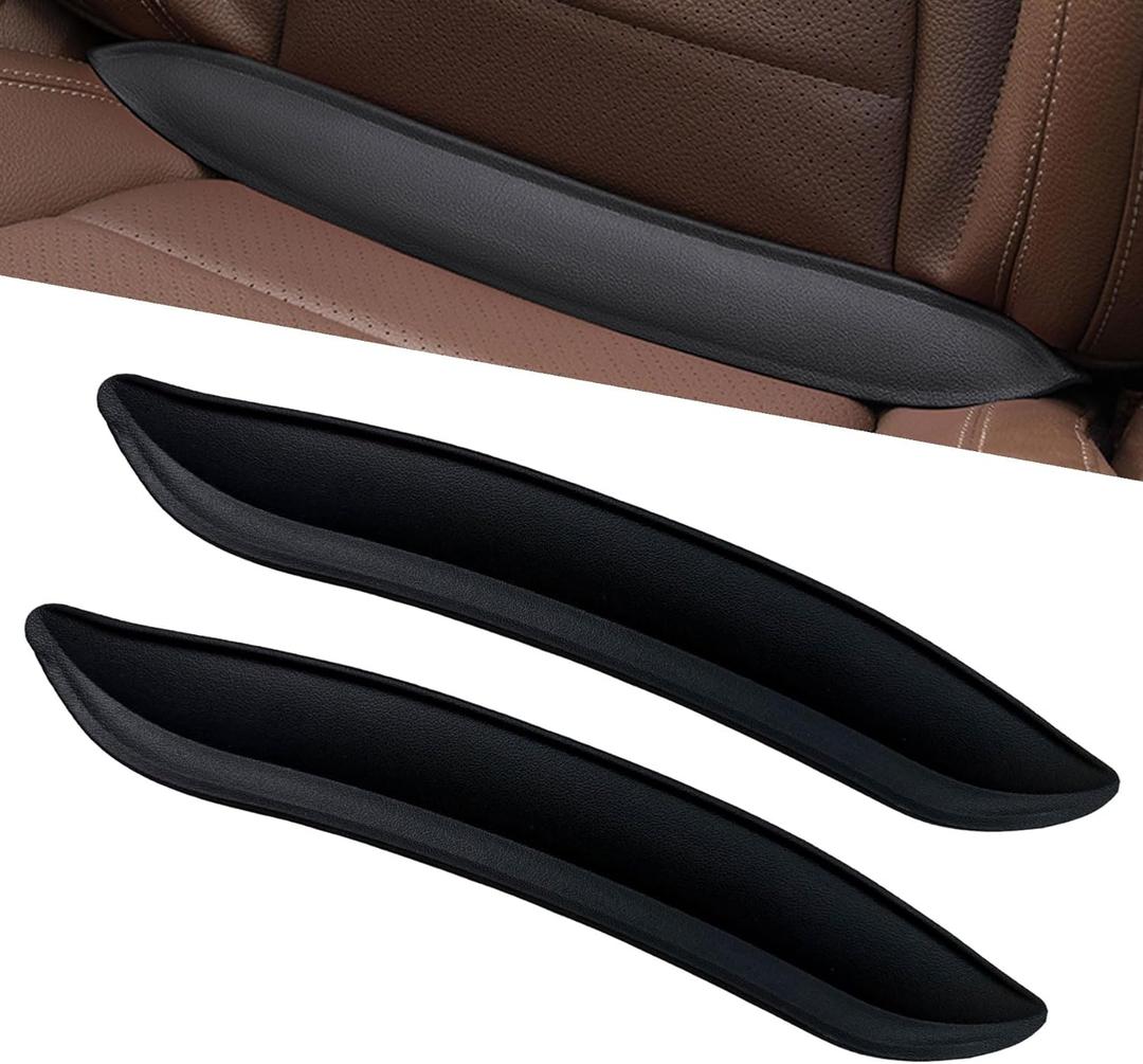 2 x Car Seat Gap Filler, 2 Pack Seat Guard Universal Gap Stopper/Catcher,Universal Fit Soft Foam Car Seat Gap Plug to Fill for SUV Truck Sedan (Black)