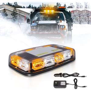 Beacon Strobe Light Wireless Rechargeable, 17 Flashing Mode, High Low Brightness, 48pcs Led, Roof Top Hazard Flash Warning Lights for Vehicles Trucks Snow Plows Postal Mail ATV UTV (White Amebr)