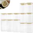 12pcs Square Glass Pantry Storage Containers with See Through Lids Kitchen Jars Sets for Cereal, Chips Refrigerator Safe, Professional Glass Canisters, Patent Approved (12PCS/MIX)
