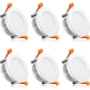 2 Inch Recessed Lighting, 5000K Daylight White, 3W(35W Halogen Equivalent) Dimmable LED Downlight, CRI80, Ceiling Lights with LED Driver (6 Pack)