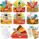 Fancy Land 24 Pack DIY Turkey Craft Kits Kids Thanksgiving Turkey Hats Create Your Own Turkey Crowns Headband for Kids Adults Classroom VBS Party Supply