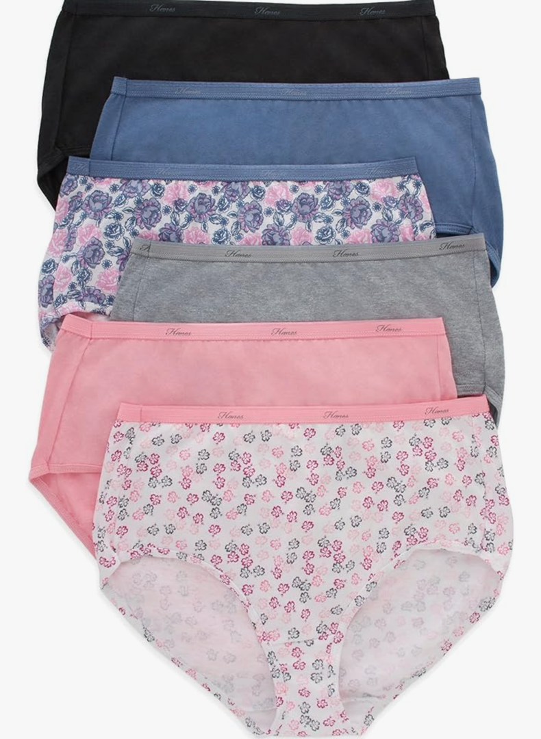 Hanes Women's Brief Panties Pack, Classic Cotton Brief Underwear, 6-pack (Retired, Colors May Vary), Size 10/3XL