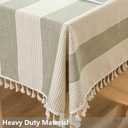 TruDelve Cotton Rectangular Tablecloth Olive Green Striped Tablecloths Farmhouse Fabric Tablecloths for 6 Foot Rectangle Tables (86"x55", Green)