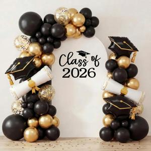 Moukeren 2026 Graduation Decoration Class of 2026 Arch Backdrop Cover 6.6ft Balloon Arch Cover Spandex Backdrop White Congrats Grad Decor for Graduation Season Classes Party Decor(Black,Class of 2026)