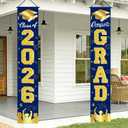 Graduation Decorations 2026, Navy Blue and Gold Door Porch Signs, Graduation Banner Class of 2026, Congrats Grad Banner for Door and Porch Graduation Party Supplies