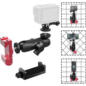 Upgraded Aluminum Fence Mount with Shade - Game Changer Mounting Kit Fence Mount Compatible with iPhone Gopro, Mevo Start, Insta360 for Baseball, Pickleball, Tennis, Softball, Football Games Recording (Large)