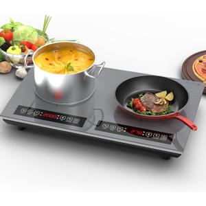 Double Induction Cooktop 110v-120v, 2 Burner Electric Cooktop 24 inch 4000W Induction Stove Top, Hot Plate LED Touch Screen, 9 Temperature, Safety Lock