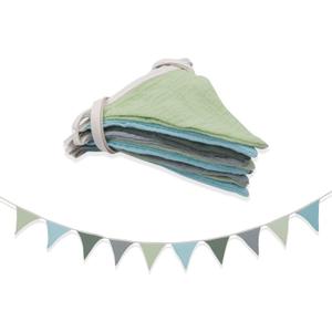 Pennant Banner Flags,Infant and toddler room decoration pennant,for Nursery Decor Baby Birthday Boho Wedding Shower Party Event (Blue-green triangular flag banner)