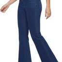 Flare Jeans for Women Trendy High Waisted Bell Bottom Jeans Stretchy Wide Leg Denim Pants with Pockets (Blue)