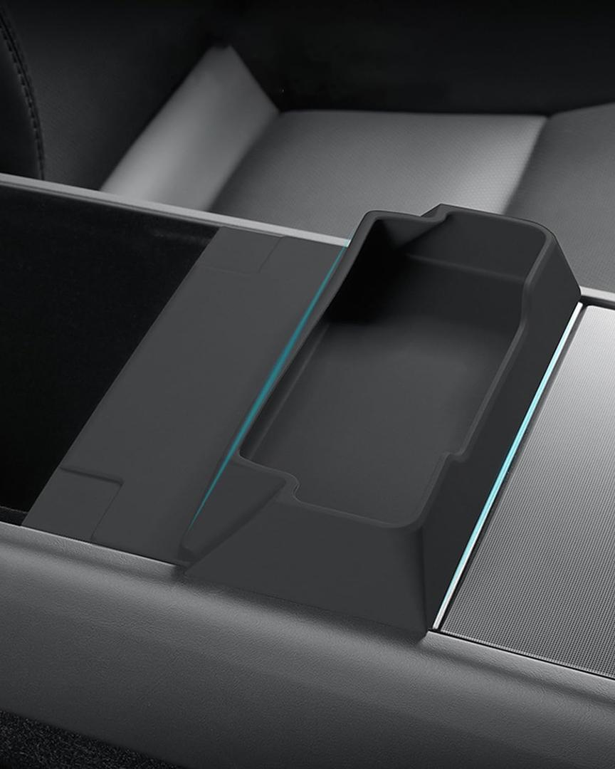 Sunglasses Organizer,Center Console Sunglasses Storage,Armrest Box Silicone Eyeglasses Storage Box Compatible with Tesla (Model y Juniper)