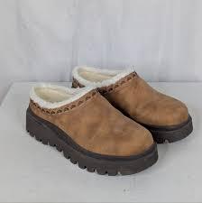 Skechers Y2K Chunky Shindig Cognac Faux Fur Slides Platform Mules, 6 Size