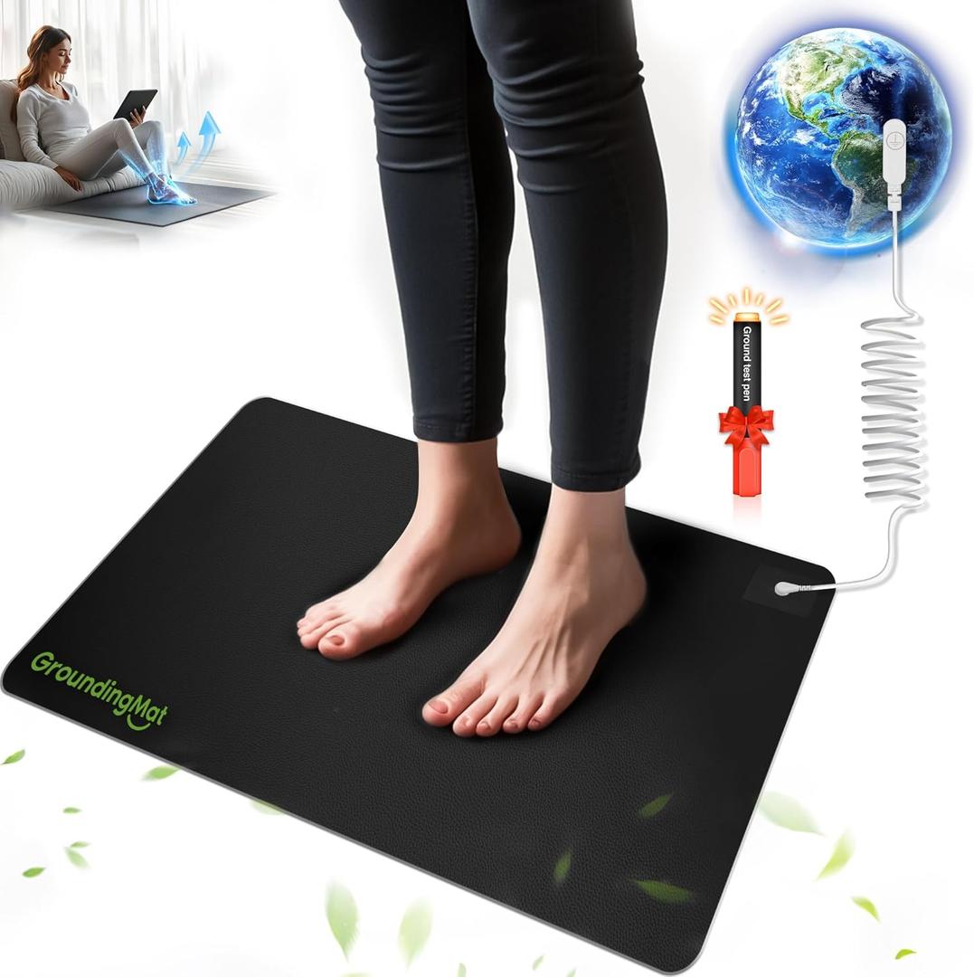 Grounding Mat for Sleep, Energy, Pain Relief, Inflammation, Balance, Wellness. Earth Connected Therapy. Indoor Grounding at Home, Office, Work. 15 Foot Cord Included, 16 * 24 in