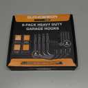 GURADESIGN 8-Pack Heavy Duty Garage Hooks for Hanging 50 lbs, 8” & 3.5” J Utility Hooks for Garage, Large Metal, Heavy Duty, Black