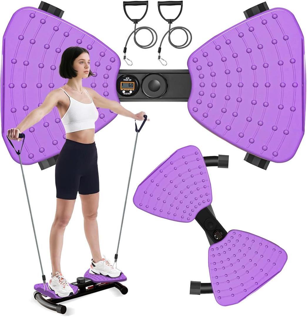 (440 lbs Weight Capacity) Waist Twister, Waist Twister Machine Exercise Fitness Tool, Twist Machine for Slim Waist and Core, with Smart LED Digital Display, 20dB Ultra-Quiet for Women Men (Purple)