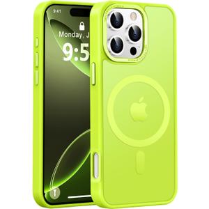 Newfuture Designed for iPhone 16 Pro Max Case with Magnetic [13 FT Military Drop Protection] [Compatible with Magsafe] Translucent Matte Shockproof with Anti-Fingerprint Phone Case, Fluorescent Green