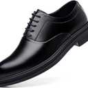 Battle Men Men’s 3-Inch Elevator Leather Oxford Shoes, Black Leather Height Increase Dress Formal That Make You Taller 3 Inches, Black (8.5)