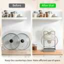 304 Stainless Steel Pot Lid Holder While Cooking, Pot Lid Organizer Rack with Drip Tray for Stove Top, Multifunctional Kitchen Countertop Organizer Space Saving Lid Holder (Silver)