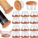 24 Pcs Furniture Leg Floor Protectors PISAO, Silicone Table and Chair Leg Protectors Caps Covers for Hardwood Floors, Furniture Pads Sliders with Wrapped Felt Bottom Extra Large 1.61"-2"(40.1mm-50mm)