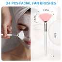 24 Facial Brushes & Esthetician Brush, Soft Fan Brushes as Face Mask Applicator, Brushes Makeup Tool, Facial Mask Brush for Sensitive Skin, for Facial Brushes Esthetician Use in Spa & Home(White&Pink)