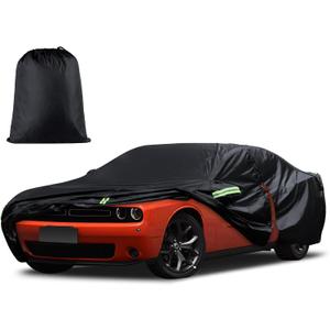 Car Cover Custom Fit for Dodge Challenger 2008-2025, Waterproof All Weather for Automobiles Full Exterior Cover Rain Sun Snow Protector with Door Zipper
