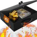 Fireproof Document Box, Fire Resistant Safe Box with Key Lock for Home, Portable Fireproof Lock Box for Personal Items, Passport, Cash, Tablet, X Large 13.2" x 11" x 4.13"