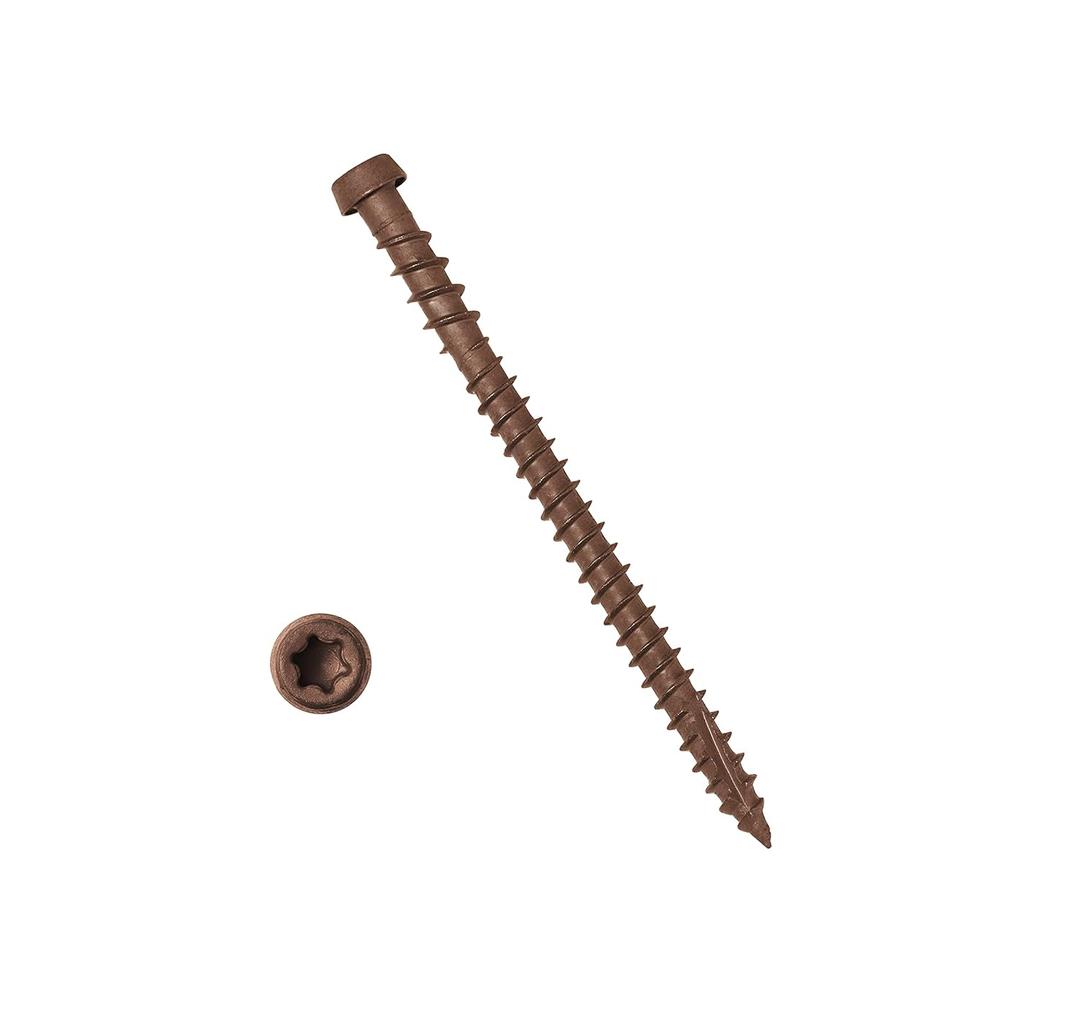 Coated Composite Deck Screws #10 x 2-3/4, Self Tapping Wood Screws and Deck Screws with Torx T20 Star Drive, Type 17 Point, Flat Head, 1 Free Bit Included (Brown, 75), by YYL FASTENER