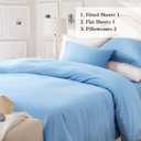 SONORO KATE Bed Sheet Set Super Soft Microfiber 1800 Thread Count Luxury Egyptian Sheets Fit 18-24 Inch Deep Pocket Mattress Wrinkle-4 Piece (Lake Blue, King)