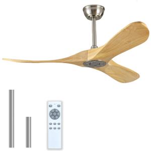 42 Inch Modern Ceiling Fan Without Lights,Reversible DC motor silent ceiling fan, increase air circulation, suitable for living room, dining room, bedroom outdoor (Brushnickle+Natural Wood)