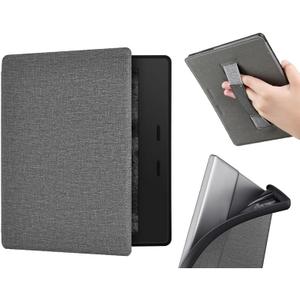 Case for 7" Kindle Oasis with Hand Strap - Ultra Slim PU Leather Smart Cover with Auto Sleep and Wake for Kindle Oasis 10th Generation - 2019 Release (Gray)
