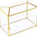 Vellon Clear Wedding Gift Card Box with Lock, Upgraded Security Gold Glass Box for Ballot/Donation/Raffle/Reception, Golden Glass Box