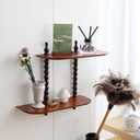 FRIADE 2-Tier Wall Mounted Floating Shelf with Two Roman column ,Decorative Display shelf for Entrance,Bathroom, Bedroom, Living Room, Kitchen,Office (Brown)