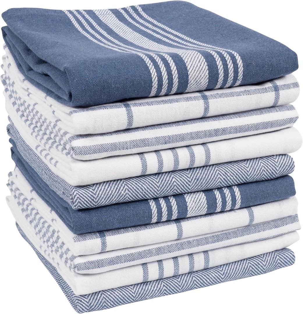 KAF Home Soho Kitchen Dish Towels - Set of 10, 18 x 28 Inch (Blue Gray)