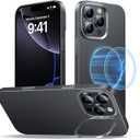 Magnetic for iPhone 16 Pro Max Case Carbon Fiber with Camera Stand [Compatible with MagSafe] [Ultra Slim & Caseless Feel] [600D Aramid Fiber Woven] Thin & Light 16 ProMax Phone Case, Black