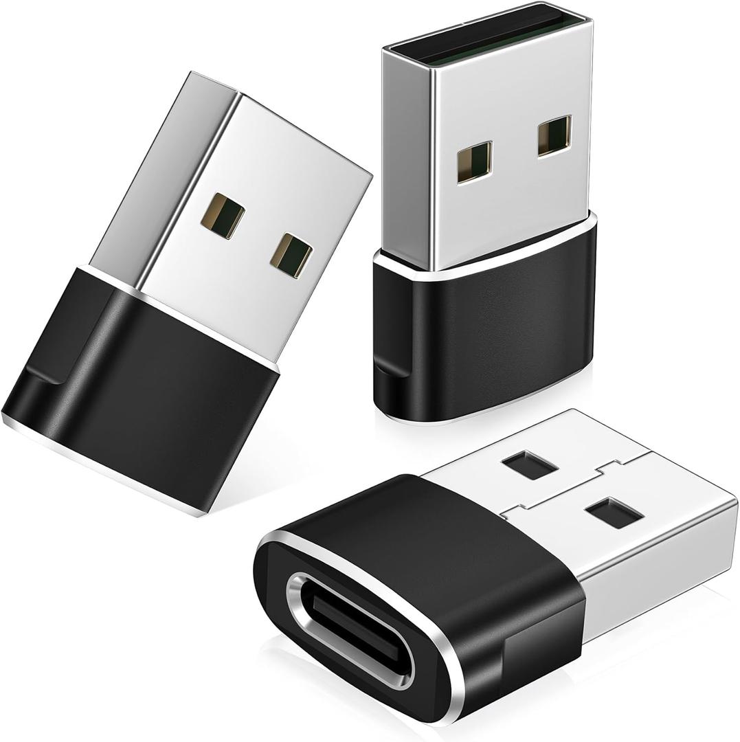 Basesailor USB to USB C Adapter 3 Pack,Type C Female to USB A Male Cable Converter for MacBook Pro, iMac, PC, Laptop, Computer, Samsung Galaxy Note 20 S20 S21 S22 S23,Google Pixel 5 4 4A 3 3A 2 XL,OTG
