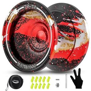 WATIEOBOO yoyo Responsive Yoyo for Beginners,Professional Unresponsive Yo yo for Adults Pro Metal Trick Yo-yo with Yo Yos Bearing Kit 10 Strings, Case & Gloves