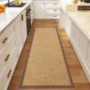 YDKGL Washable Hallway Runner Rug 2x6 Jute Like Kitchen Runner Mat Rugs Non Slip, Woven Soft Entryway Farmhouse Runner Boho Floor Carpet for Indoor Laundry Hall Backdoor Bedroom Living Room, Brown