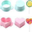 Cake Pop Cutter and Pusher Set - Round and Heart 3D Printed Mold Shapes Press | Baking Tools for Home, Birthday, Wedding Desserts | Reusable Design (Green,Pink)
