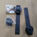 SmartStandard 32 x 84 inch White Sliding MDF Barn Door with 6FT Black Sliding Door Hardware Kit & Handle, Pre-Drilled Ready to Assemble, Waterproof PVC Coating, H-Frame