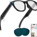 2 Packs Smart Glasses with Camera AI Glasses Bluetooth Glasses Replaceable Lenses48H Battery for Travel, Conferences & Vlogging. Translation, Voice Control & Object Recognition (Black)