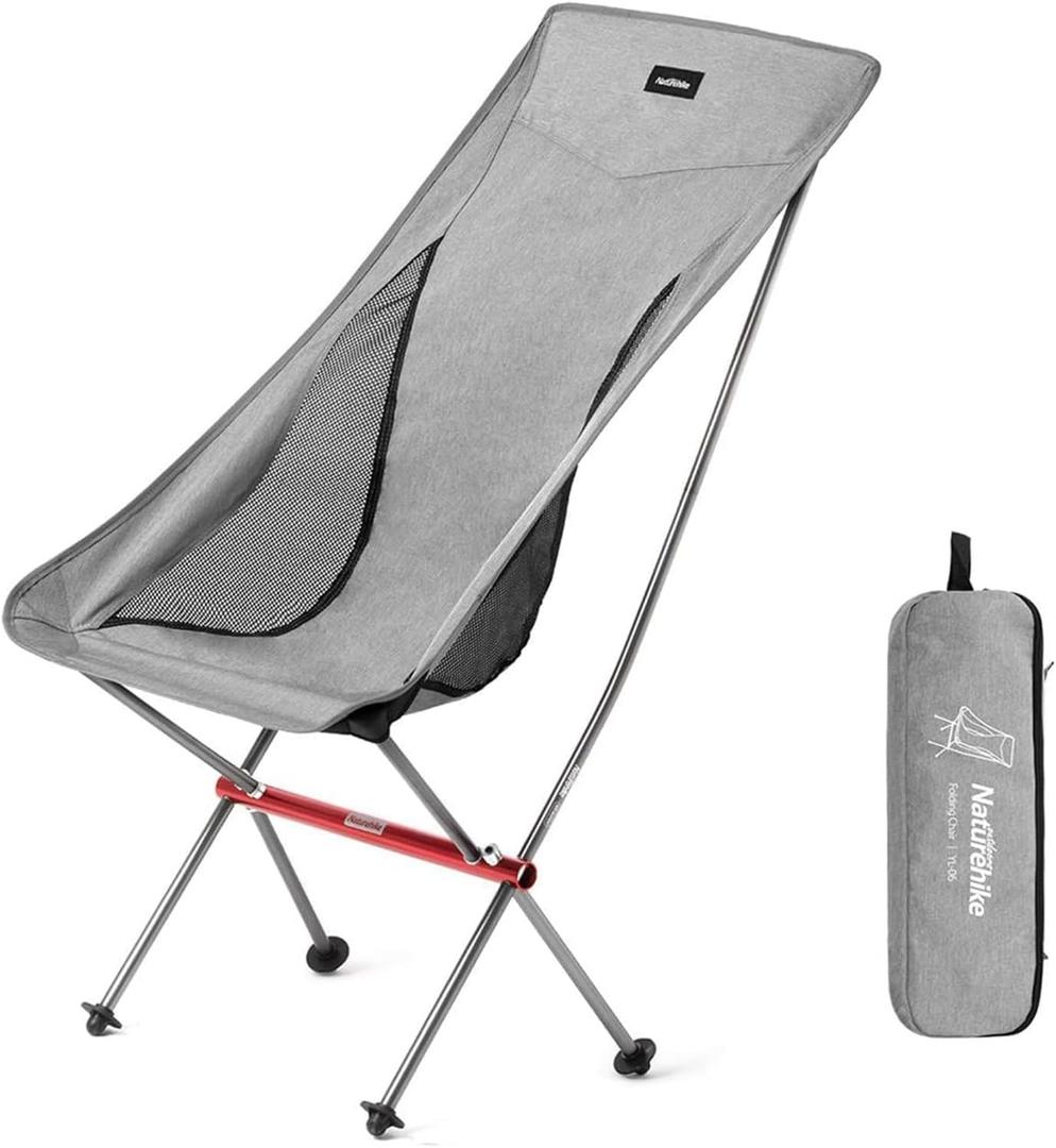 Naturehike Camping Chair, Foldable with Storage Bag, Outdoor Portable Chair for Adults, Lightweight, Supports 330lbs, Backpacking Chair for Fishing, Hiking, Beach, Lawn, Large