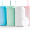 6 Pack Glass Cups with Lids and Straws Unbreakable 16 oz Stainless Steel Can Cup Double Wall Insulated Beer Can Tumbler for Iced Coffee, Juice, Soda, Bright-Colored