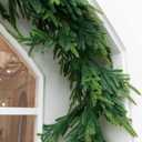 6FT Real Touch Norfolk Pine Green Artificial Christmas Garland Faux Greenery Garland for Holiday Fireplace Mantle Window Indoor Outdoor Decor, Winter Christmas Decorations, 1 Pcs