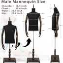 Male Dress Form Torso Male Mannequin Full Body | Height Adjustable 61"~78",Solid Wood Hands with Stand,Detachable Shoe Holder Pants Rack,for Clothing Retail Sewing Shop