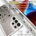 Compatible with Samsung Galaxy S24 Ultra Cases with Design, Cute Transparent Designer Phone Case for Women Girls Girly with Heavy Duty Protective Bumper (Clear Black Simple Flowers)