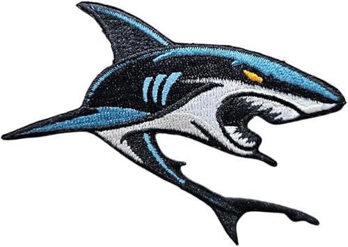 3.5" Embroidered Shark Iron On Patch | Decorative Tactical Sea Creatures Shark Applique Iron On/Sew On Patches for Clothing, Hats, Backpacks, Clothes, Jacket, Boys,Set of 3
