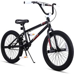vollsch Freestyle BMX Bikes 20 Inch Kids Bicycle for 8-15 Years Old Teens, Boys, Girls, Beginner-Lever Riders, Matt Black with Black Tires