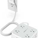 TESSAN Surge Protector Power Strip, 5 Ft Flat Plug Extension Cord with 3 USB (1 USB C) 8 Outlets, 1250W, 900J Protection, 3 Sided Outlet Extender with Power Switch for Office, Dorm Room Essentials